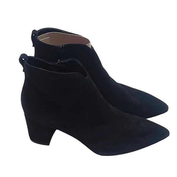 AGL Notch Logo black suede ankle booties women's size 37.5